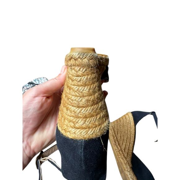 Viscata Black Estartit Canvas Raffia Espadrille Wedges Sandal - EU39 ~ US8 - Picture 9 of 10